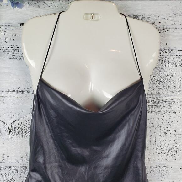 Zara Slip Satin Backless Black Cowl Neck Cocktail Evening Dress New With Tag - Picture 3 of 14